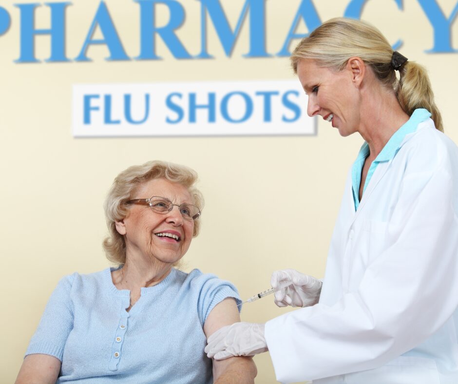 pharmacy where a flu shot is being done